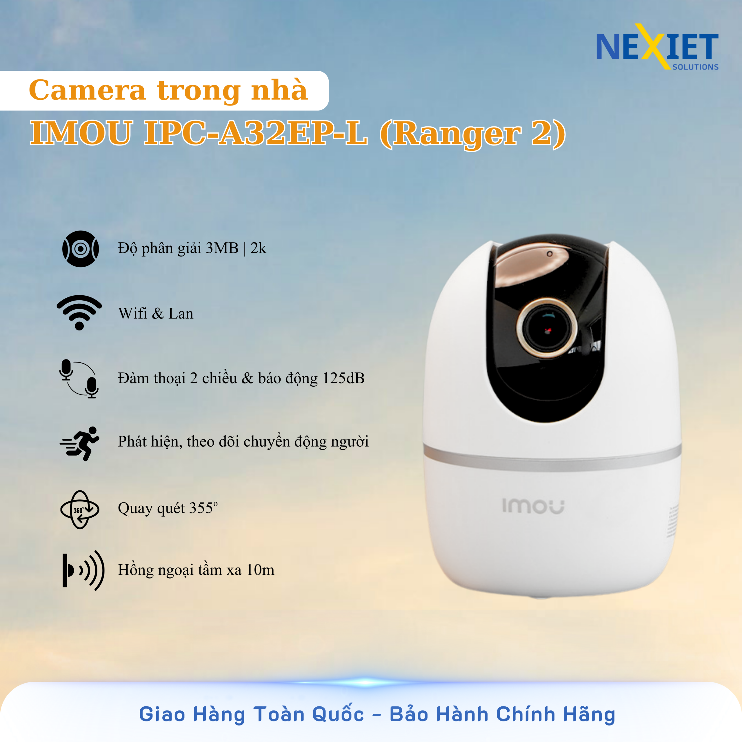 Camera trong nhà Wifi Imou IPC-A32EP (Ranger 2, 3MP)